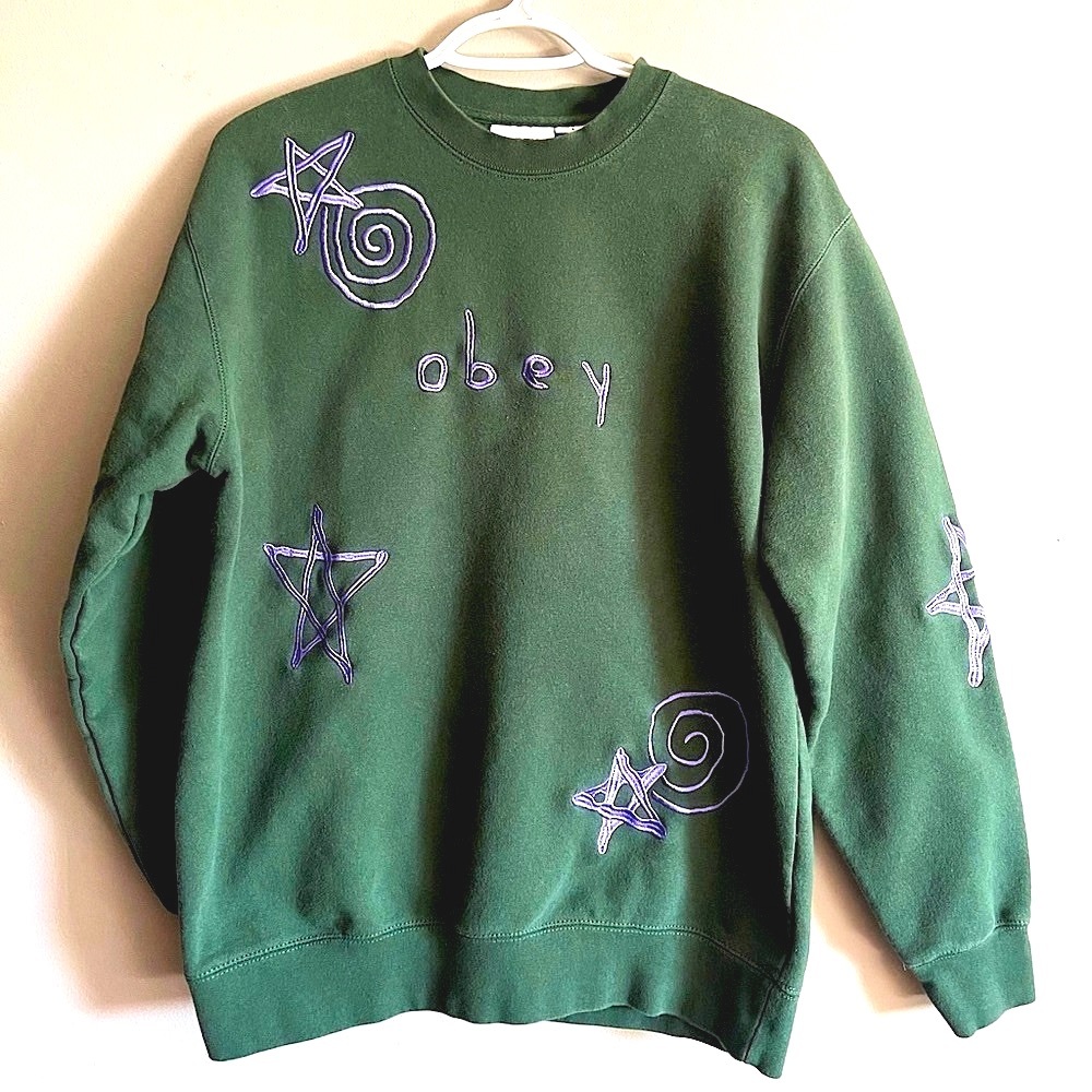 OBEY Gazin embroidered crew neck sweatshirt